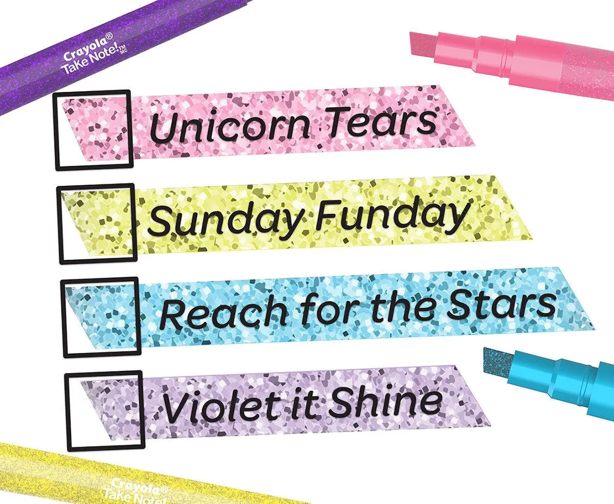 Take Note Glitter Highlighters, 4 Count