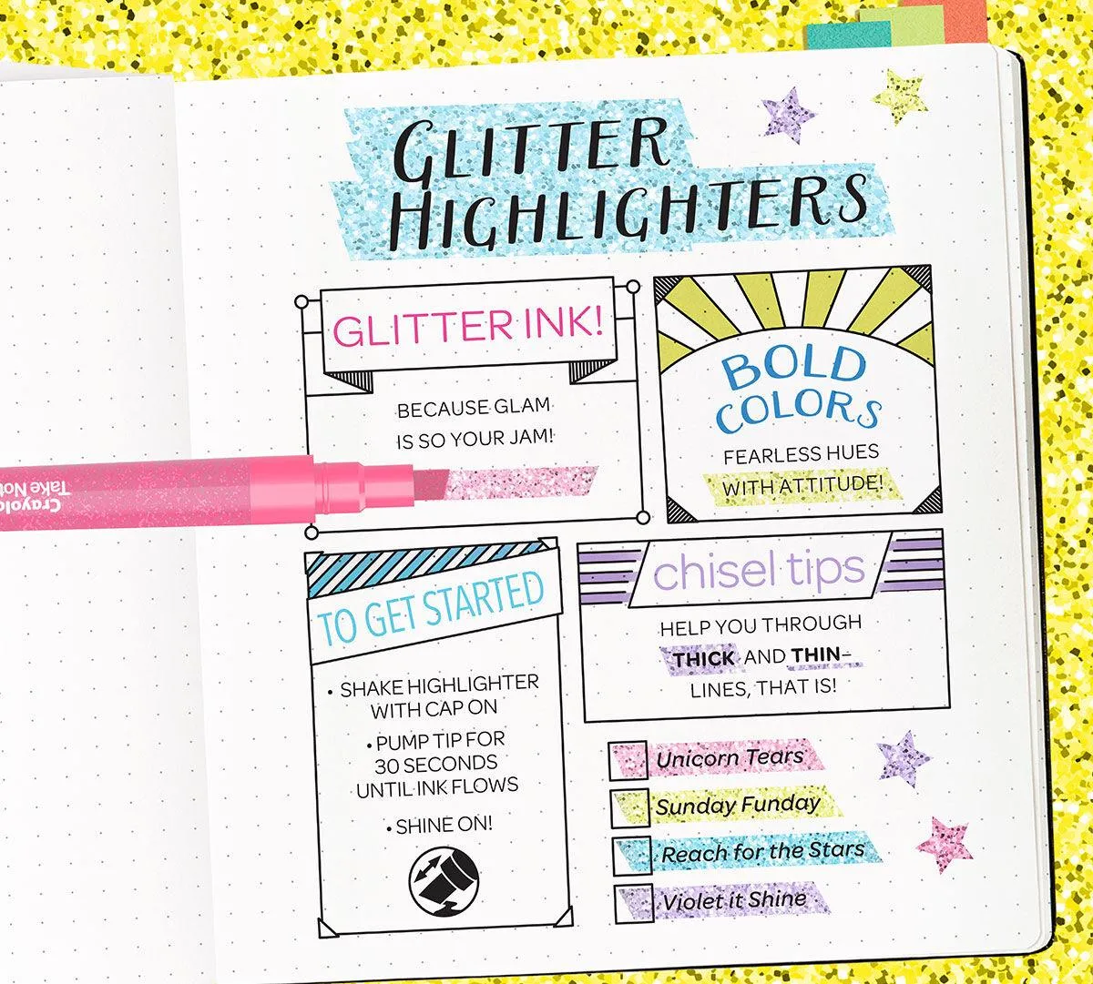 Take Note Glitter Highlighters, 4 Count