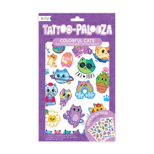 Tattoo-Palooza Temporary Tattoos - Colorful Cats - 3 Sheets