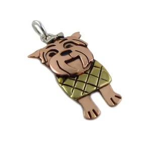 Terrier Dog 925 Silver and Copper Pendant in a Gift Box