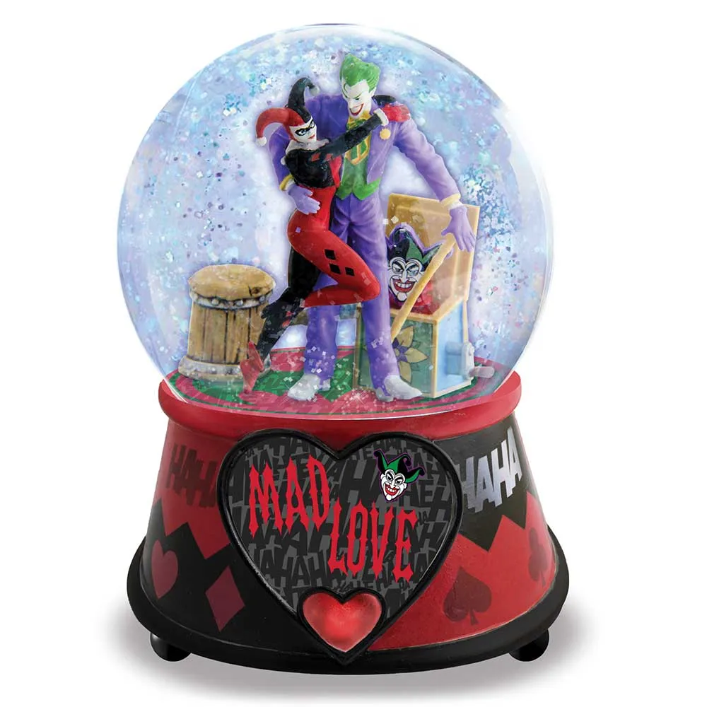 The Bradford Exchange Batman The Joker and Harley Quinn Musical Glitter Globe: Mad Love 5.75"H x 4" Diameter