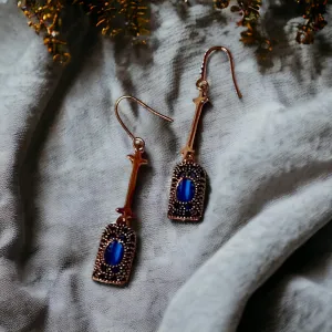 Victorian-Inspired Blue Crystal Filigree Dangle Earrings