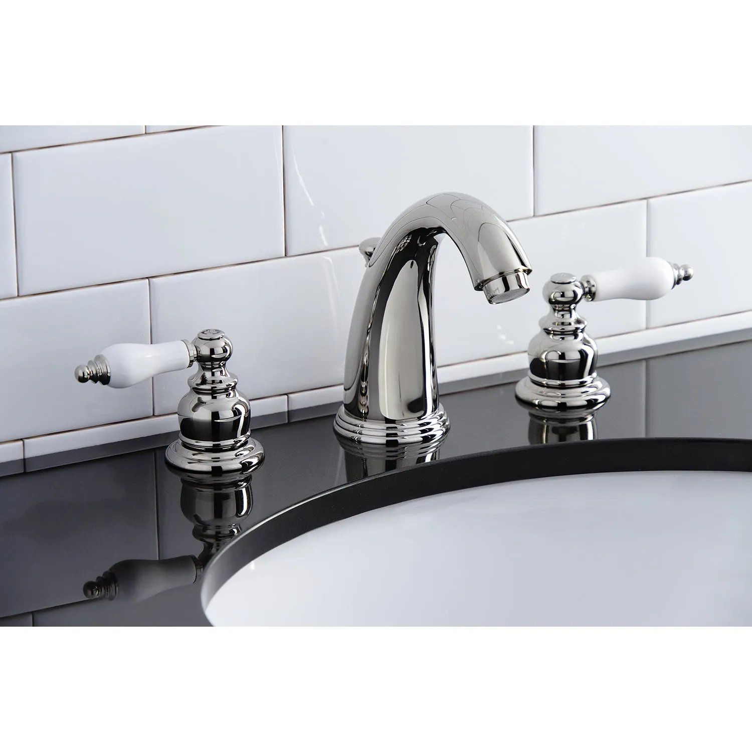 Victorian Two Handle 8 In. Two-handle 3-Hole Deck Mount Widespread Bathroom Sink Faucet