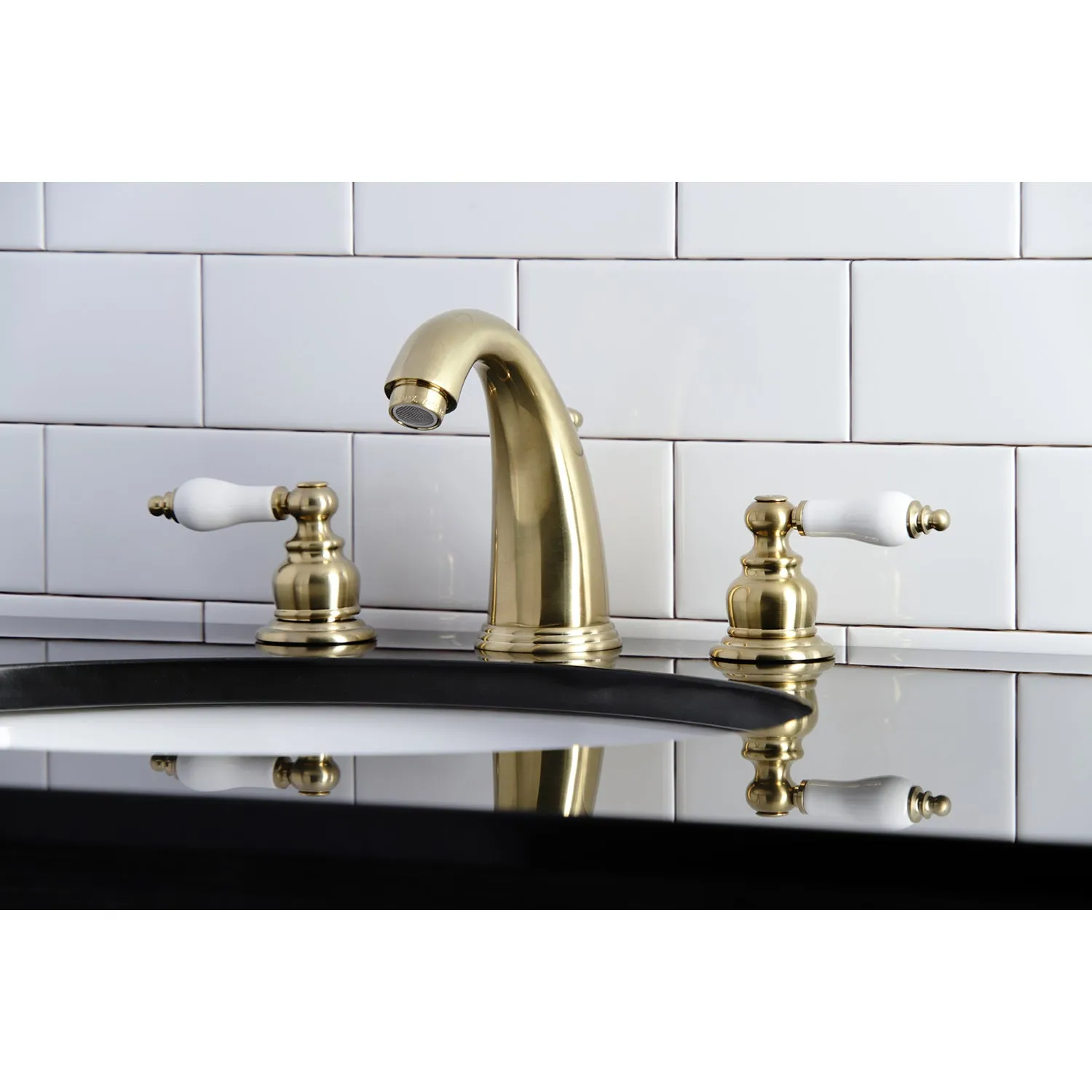 Victorian Two Handle 8 In. Two-handle 3-Hole Deck Mount Widespread Bathroom Sink Faucet