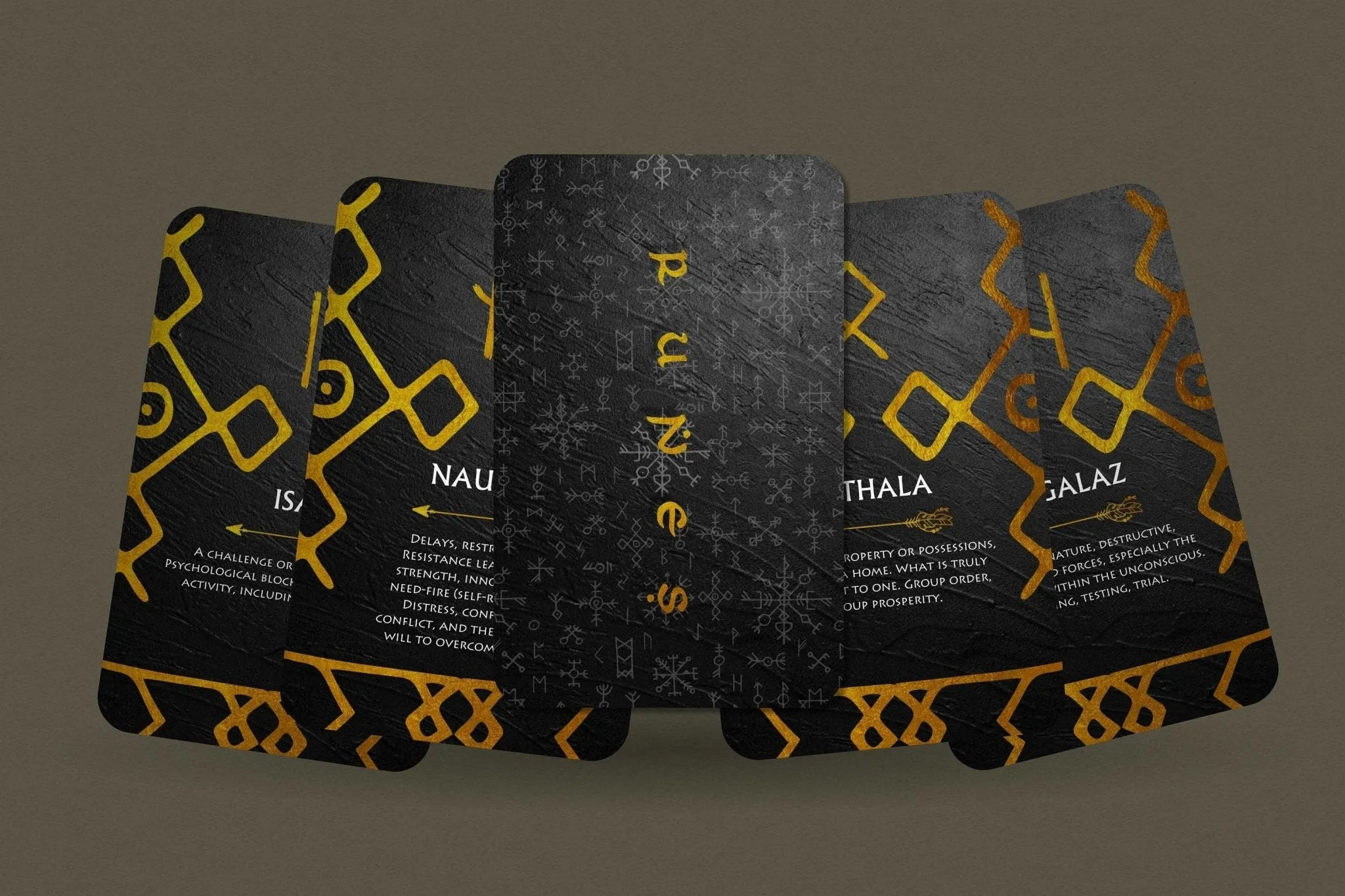 Viking Elder Futhark Runes Card Deck 24 Card Runes Oracle Golden Runes Oracle - Norse Cards